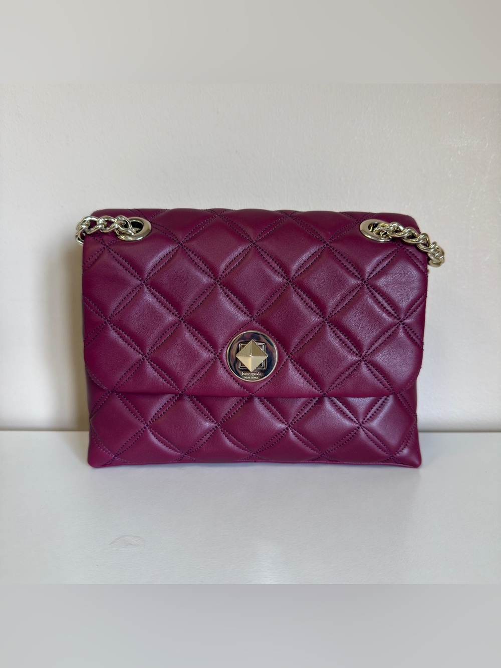 Kate spade Quilted Shoulder Bag in Deep Berry with Gold Hardware - Picture 16 of 17